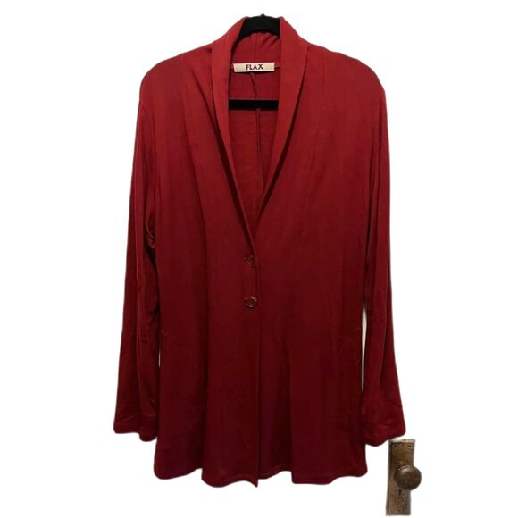 FLAX Red Long Sleeve Soft Comfortable Cardigan Duster  Women's Size Medium - Picture 2 of 9